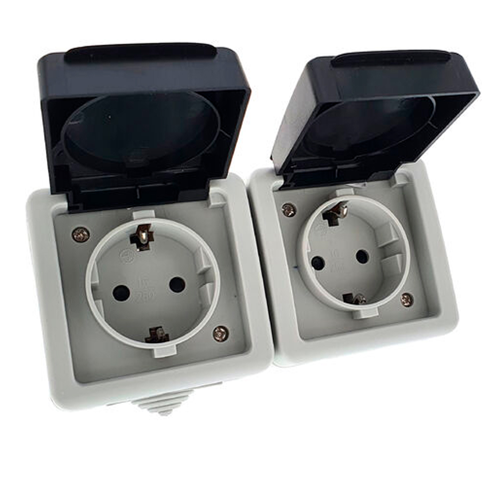 Base Enchufe Schucko Doble IP54 Ref: 5405