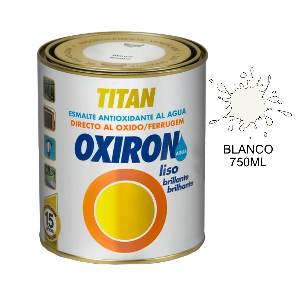 Oxiron Esmalte Brillante Al Agua Antioxidante Liso 750 ml