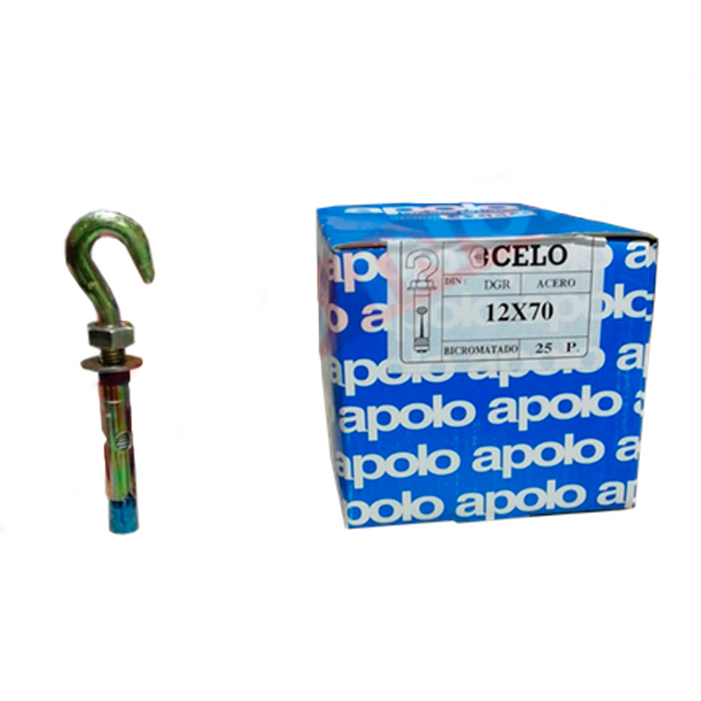 Caja de Anclaje Metalico con Argolla Abierta 12x70 mm 25 ud