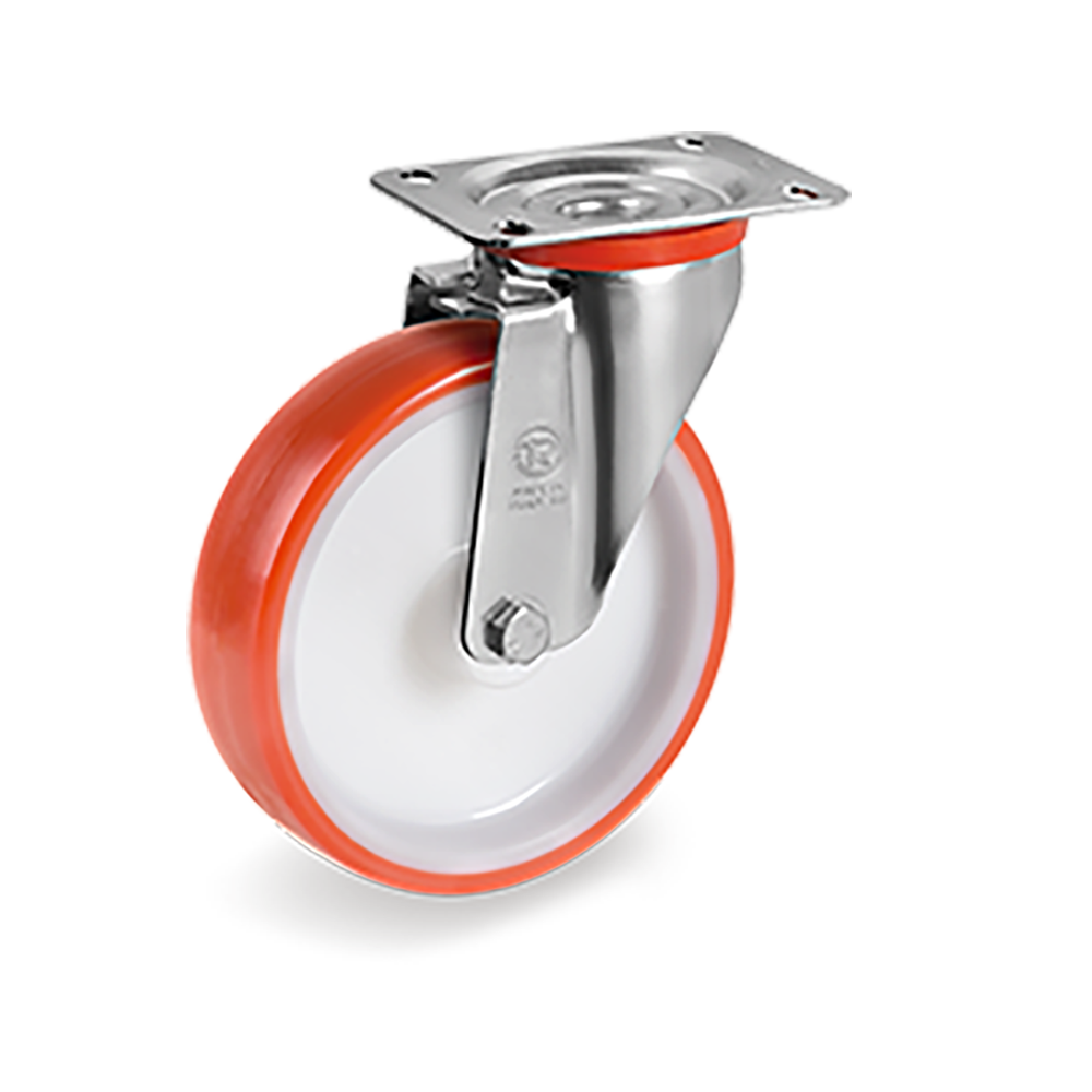 Rueda Giratoria de Poliuretano Naranja Serie 60