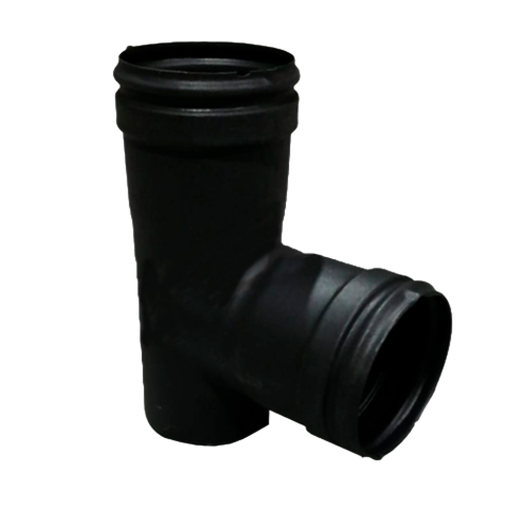 [INOX-51] Te Vitrificada Negro  90º 80mm con tapón (TTVNM310)