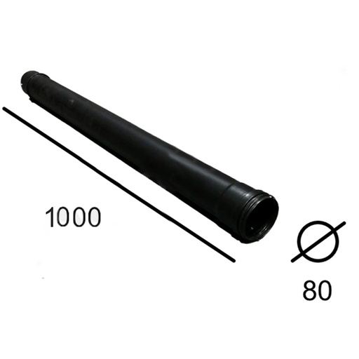 [INOX-07] Tubo Vitrificado Negro  80x1000 ( TVNM )
