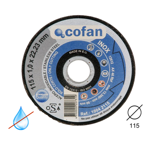 [COFAN-120] Disco Corte Metal Línea Azul 115 mm  Ref: 1001 2115