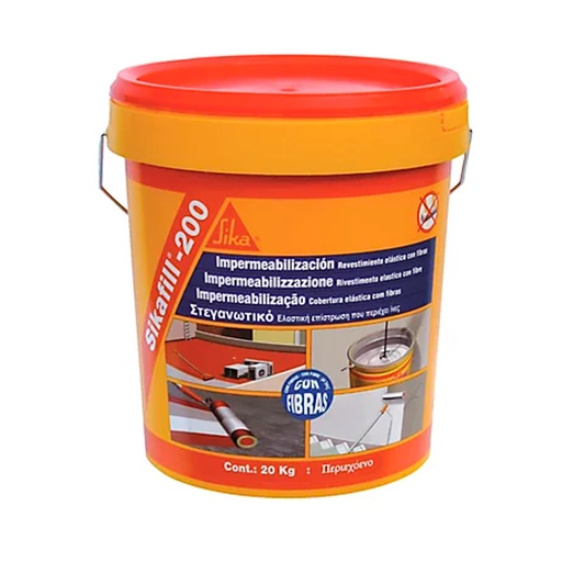 [SIKA-P109] Sikafill-200 Revestimiento Elástico con Fibras Rojo 20 kg