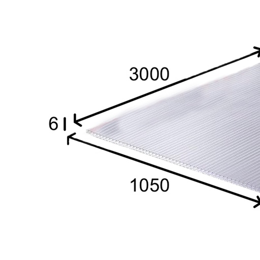 [EURO-02] Placa policarbonato Translúcida Plana 3000x1050  6mm  Ref: 4050649