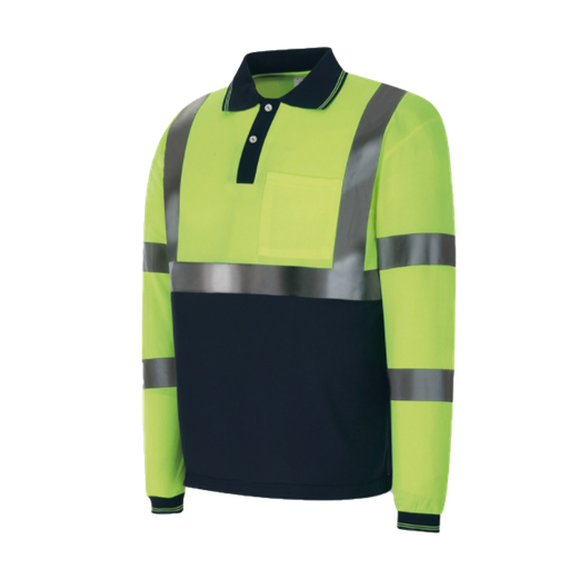 [1288PAVXMLYFA] Polo manga larga alta visibilidad amarillo/azul Ref. 1288PAVXMLYFA