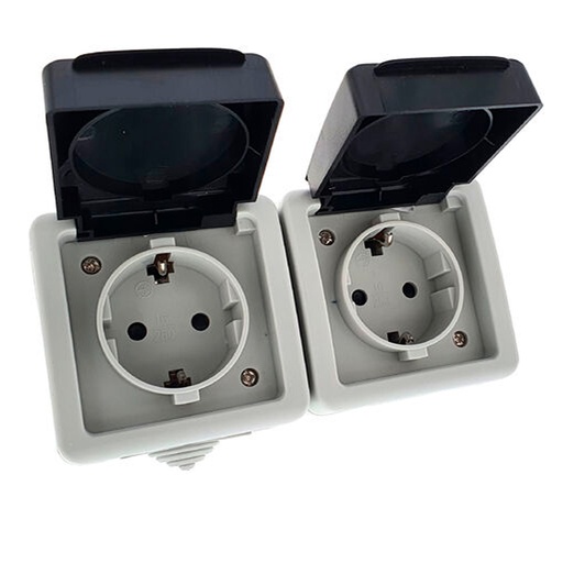 [HEPO-116] Base Enchufe Schucko Doble IP54 Ref: 5405