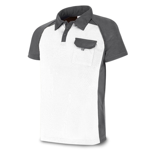 [1288PTMCBG] Polo manga corta blanco/gris 