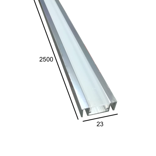 [JUN-P76] Listelo LED  Aluminio Plata 12 mm 2,5 mt Ref.301A
