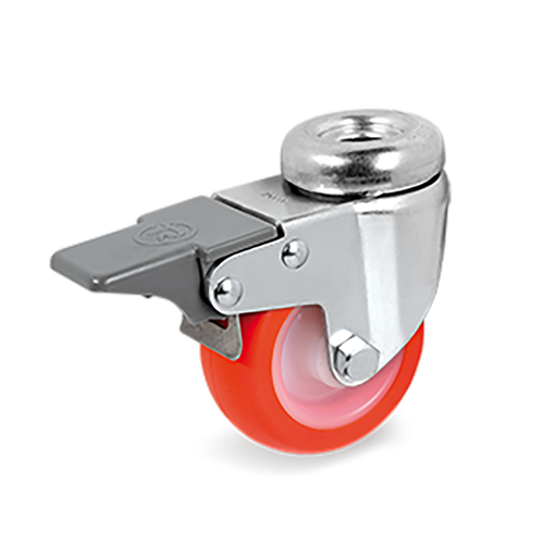[RUE-P12] Rueda de Poliuretano Termoplástico Naranja con Freno Serie 36