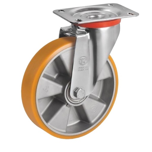 [RUE-P105] Rueda Giratoria de Poliuretano "TR" Amarilla Serie 65