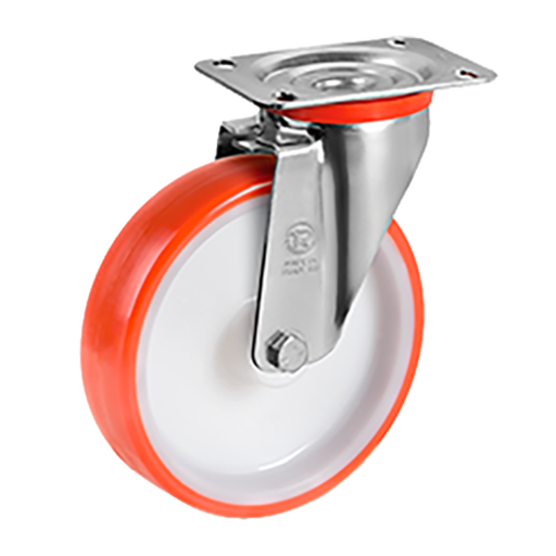 Rueda Giratoria de Poliuretano Naranja Serie 60