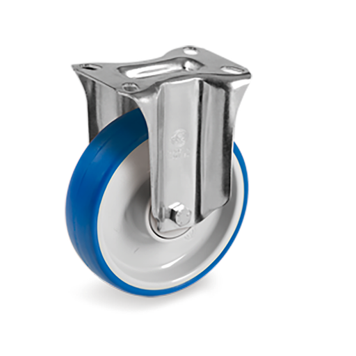 [RUE-P01] Rueda Fija de Poliuretano Azul con Cojinete Serie 61