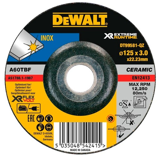 [STAN-522] Disco de Corte Acero Xtreme Runtime 125 mm Ref: DT99582-QZ