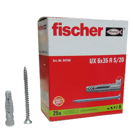 [FISCHER-P260] Caja de Taco UX R con tornillo  ( 25 uds) 