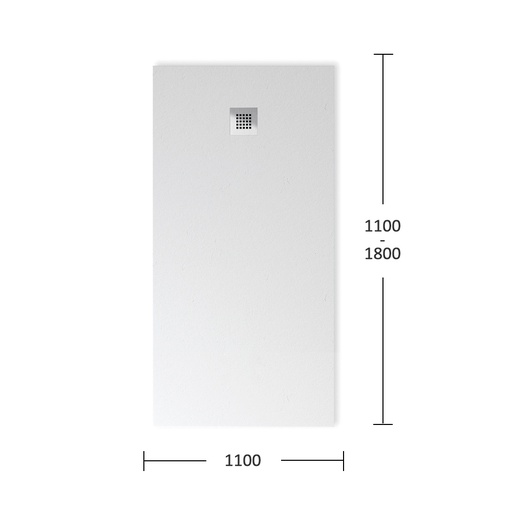 [FIO-P088] Plato de Ducha Silex Liso Blanco Total 1100 mm