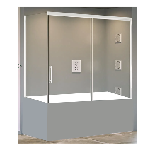 [ECO-P025] Frontal para Bañera Tuvalu + Lateral Fijo 1500 mm Perfil Blanco