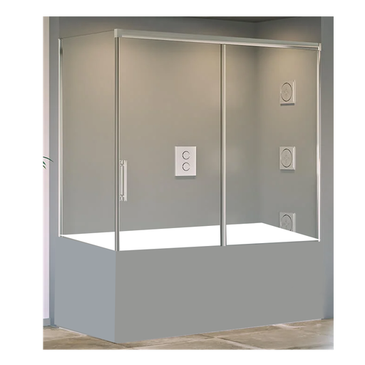 [ECO-P027] Frontal para Bañera Tuvalu + Lateral Fijo 1500 mm Perfil Plata Mate