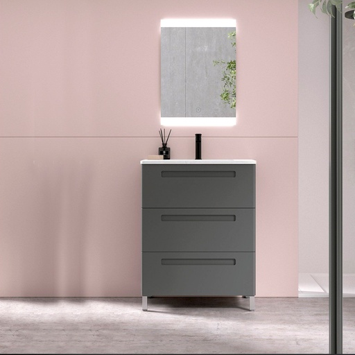 [AVI-P020] Mueble París Grafito con 3 Cajones Nº 51 con Patas y Lavabo