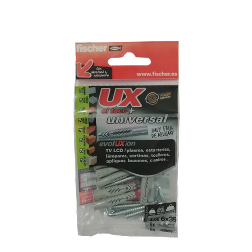 [FISCHER-277] Bolsa Taco UX R 6x35 WH + Alcayata / 6BP New Gen  ( 6uds) ref.513458