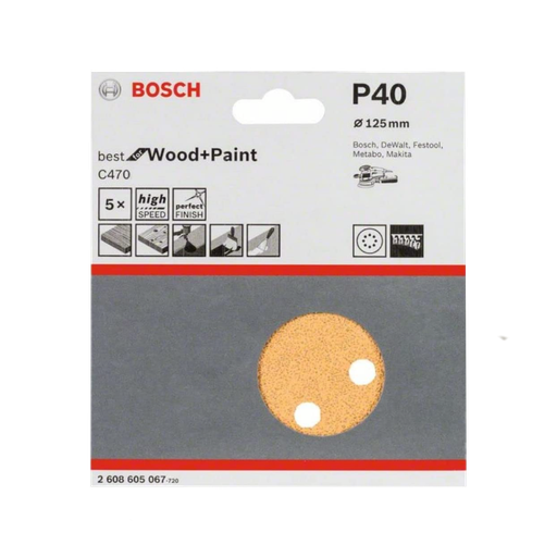 [BOSCH-P149] Hojas de Lija Excéntrica Best Wood 125 mm 8 perf. (5 ud)