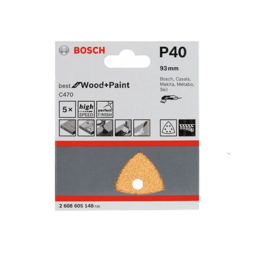 [BOSCH-P154] Hojas de Lija Para Lijadoras Delta C470 93 mm (5 ud)