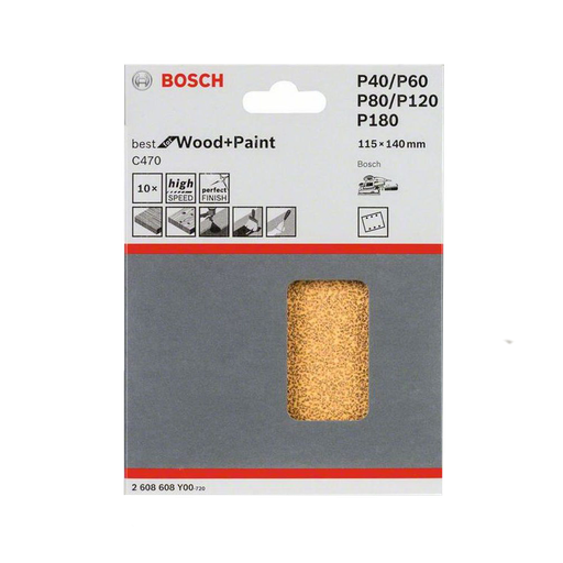 [BOSCH-167] Hojas de Lija Para Lijadoras Orbital C470 6 Perf. 115x140 mm (10 ud)