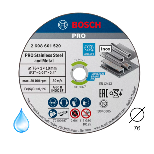 [BOSCH-239] Disco Corte Recto Expert Inox 76x10x1 mm  ( 5uds)