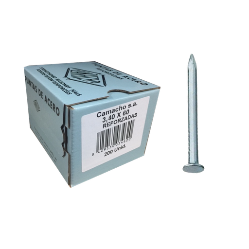 [CAM-P08] Caja Puntas Acero Camacho Cabeza Plana 3,4 mm 200 ud