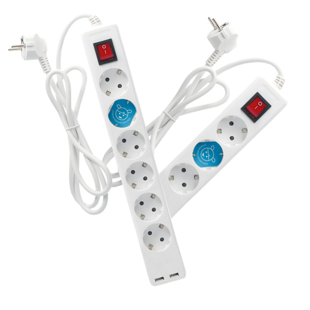 Regleta Blanca + 2 USB 1,4 mt