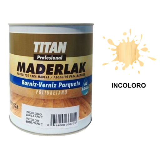[TITAN-447] Barniz Parquet Agua Brillante Incoloro 5 Litros